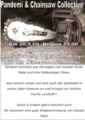 PANDEMI & CHAINSAW COLLECTIVE (Punk aus Nor), Dolldorf, Am Stührberg 14, 31609 Balge.