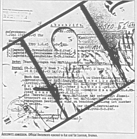 Karl Gorath Offizielle Dokumente aus Auschwitz
